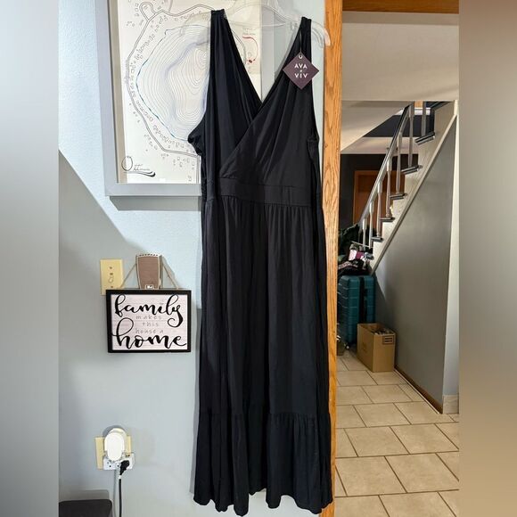 Ava&Viv Women's Sleeveless V-Neck Stretch Maxi Dress Black NWT Size 1X or 4X - Picture 8 of 12
